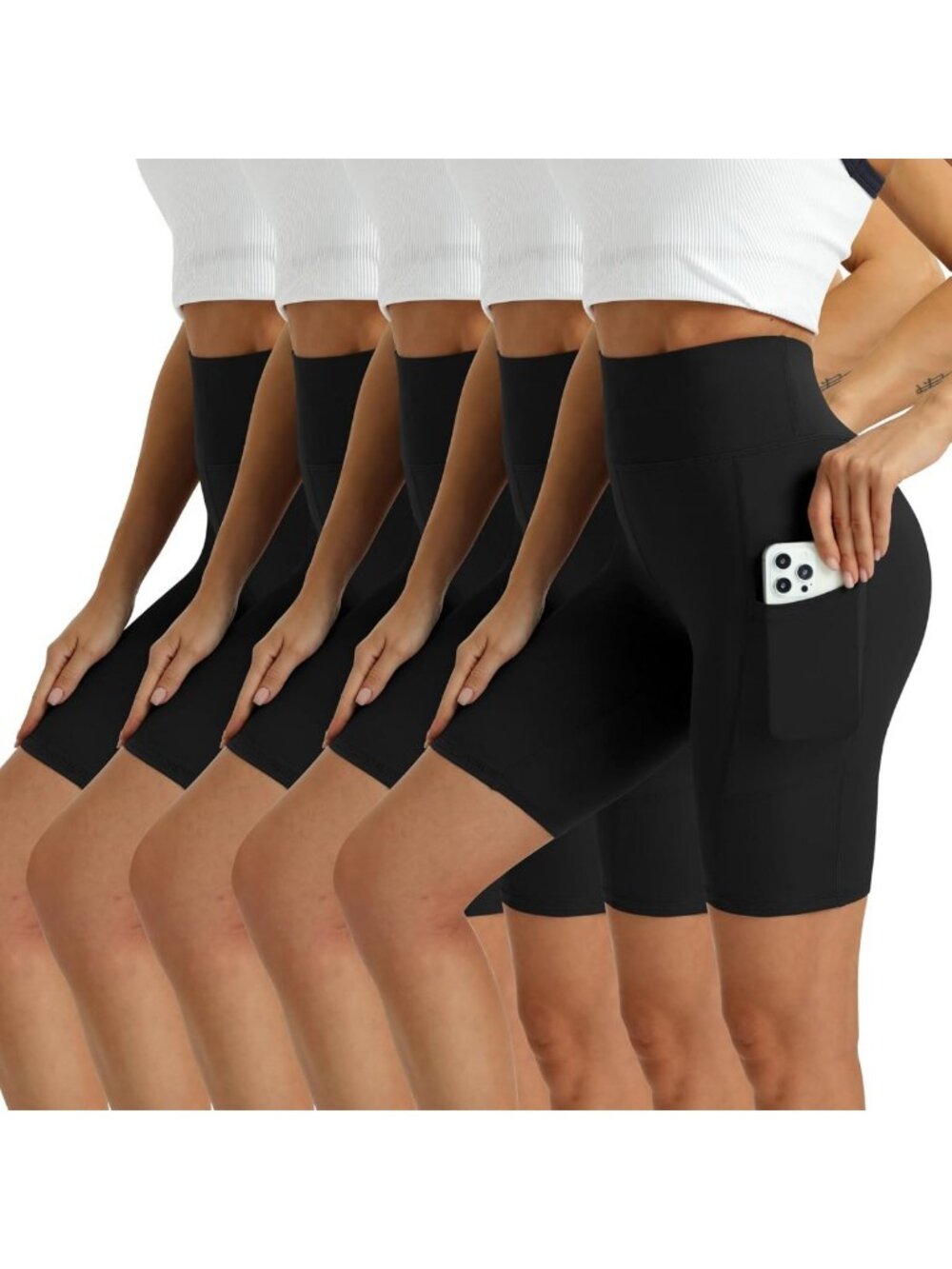 High Waisted Plus Size Athletic Shorts for Women with Pockets - Running